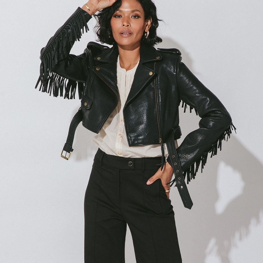 Cleobella Fringe leather jacket Size Medium